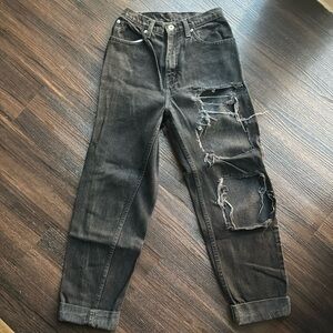 Vintage Distressed Black Jeans